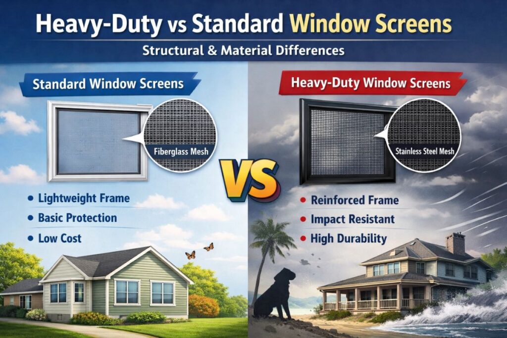 heavy duty vs standard window screens